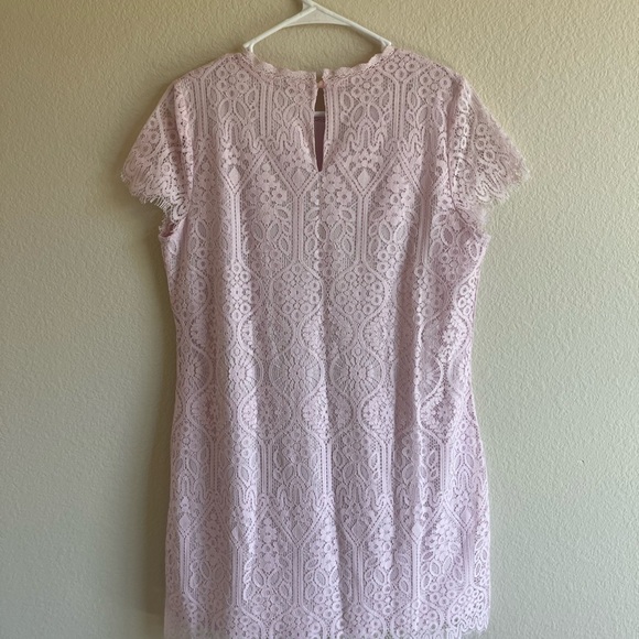 MI AMI - Francesca’s - Boutique Pink Lace Mini Dress Cap Sleeve Women’s Large - Picture 8 of 15
